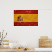 Vintages Grunge-Design mit spanischer Flagge Poster (Küche)