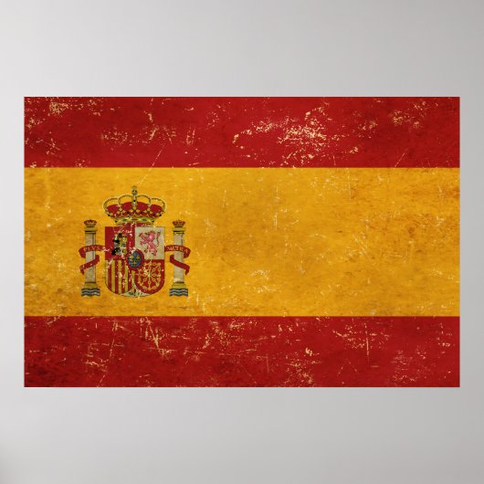 Vintages Grunge-Design mit spanischer Flagge Poster (Vorne)
