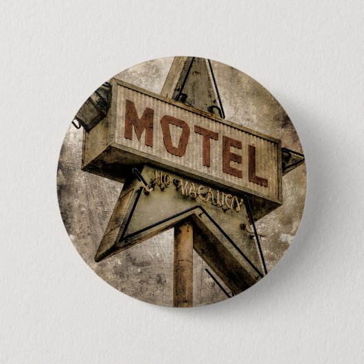 Vintages Grunge-Stern-Motel-Zeichen Button (Vorderseite)