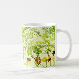 Vintages Grünwald Botanische Blätter Wildblume Kaffeetasse