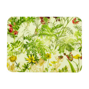 Vintages Grünwald Botanische Blätter Wildblume Magnet