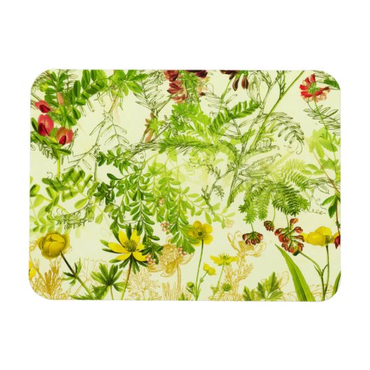 Vintages Grünwald Botanische Blätter Wildblume Magnet (Horizontal)
