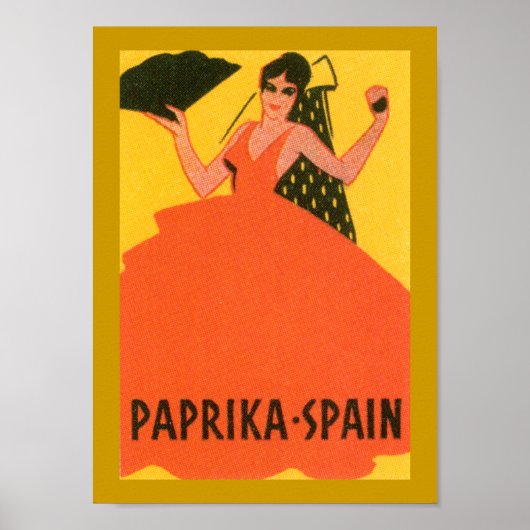 Vintages Gütezeichen "Paprika Spanien" Poster (Vorne)