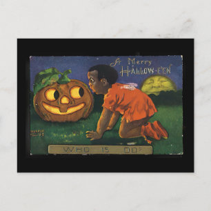 Vintages Halloween - Afroamerikanisches Mädchen (1 Postkarte