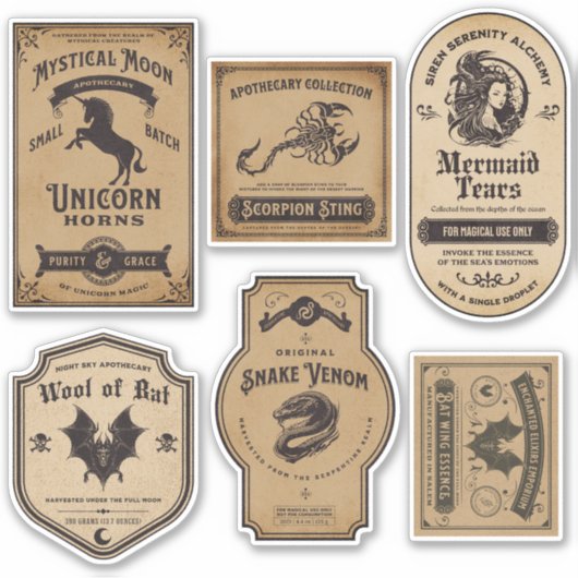 Vintages Halloween-Apothekarweinetikett Aufkleber (Vorderseite)