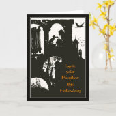 Vintages Halloween Arthur Rackham Hexe + Schwarze Karte (Gelbe Blume)