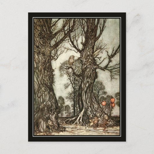 Vintages Halloween Arthur Rackham The Fairy Ball Postkarte (Vorderseite)