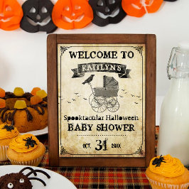 Vintages Halloween Baby Dusche Willkommen Poster