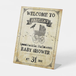Vintages Halloween Baby Dusche Willkommen Sockelschild