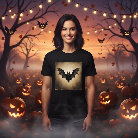 Vintages Halloween-Bat-Design T-Shirt