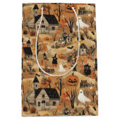 Vintages Halloween-Bauernmuster Mittlere Geschenktüte (Vorderseite)
