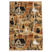 Vintages Halloween-Bauernmuster Mittlere Geschenktüte (Rückseite)