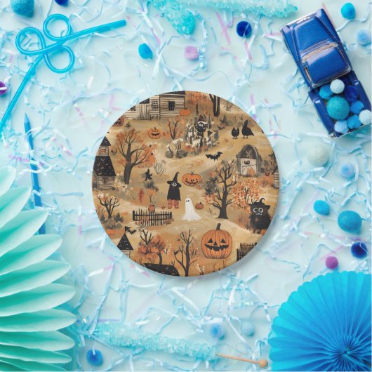 Vintages Halloween-Bauernmuster Pappteller (Party)