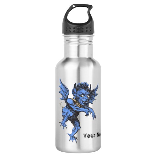 Vintages Halloween, Beängstigender Gardinendemon Edelstahlflasche (Vorderseite)