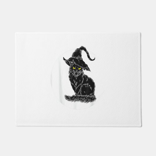Vintages Halloween Beängstigender Schwarzer Katze  Fußmatte (Vorderseite)