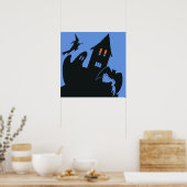 Vintages Halloween, Beängstigendes Spuk Haus und H Poster (Küche)