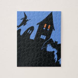 Vintages Halloween, Beängstigendes Spuk Haus und H Puzzle