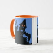 Vintages Halloween, Beängstigendes Spuk Haus und H Tasse (Vorderseite Links)