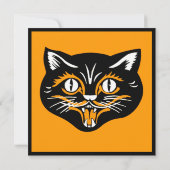 Vintages Halloween Black Cat Face Party Einladung (Rückseite)