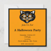 Vintages Halloween Black Cat Face Party Einladung (Vorderseite)