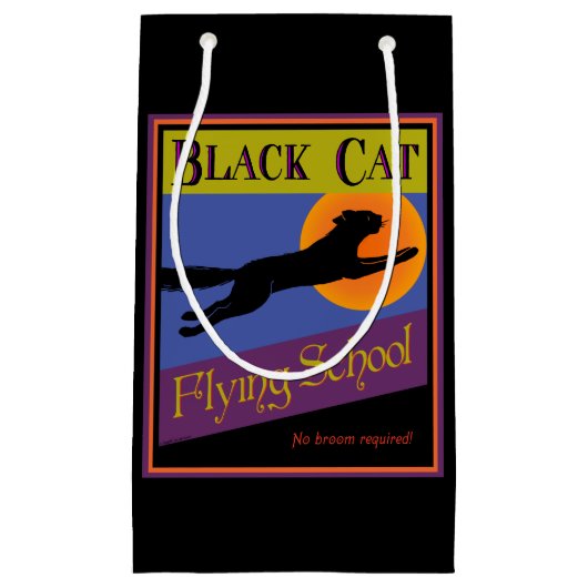 Vintages Halloween-Black Cat Flying School Kleine Geschenktüte (Vorderseite)