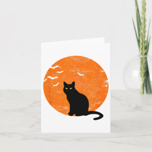 Vintages Halloween Black Cat Kostüm Retro Moon Cat Karte