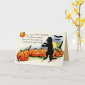 Vintages Halloween, Black Cat, Pumpkins Card Karte (Gelbe Blume)