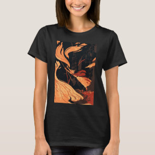 Vintages Halloween, böse Hexe mit Feuer im Wald T-Shirt