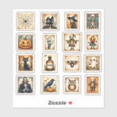 Vintages Halloween Briefmarke Sticker Set (Blatt)