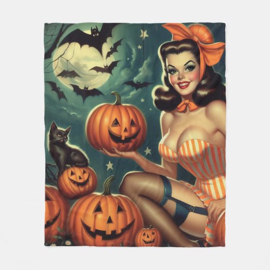 Vintages Halloween-Button Fleecedecke (Vorderseite)