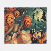Vintages Halloween-Button Fleecedecke (Vorderseite (Horizontal))