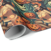 Vintages Halloween-Button Geschenkpapier (Rolleneckpunkt)