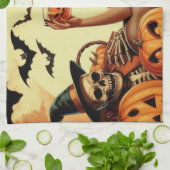 Vintages Halloween-Button Geschirrtuch (Gefaltet)