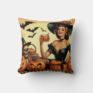 Vintages Halloween-Button Kissen