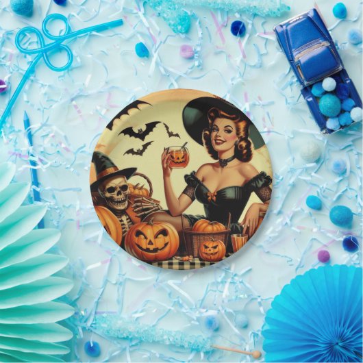 Vintages Halloween-Button Pappteller (Party)
