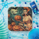 Vintages Halloween-Button Pappteller (Party)