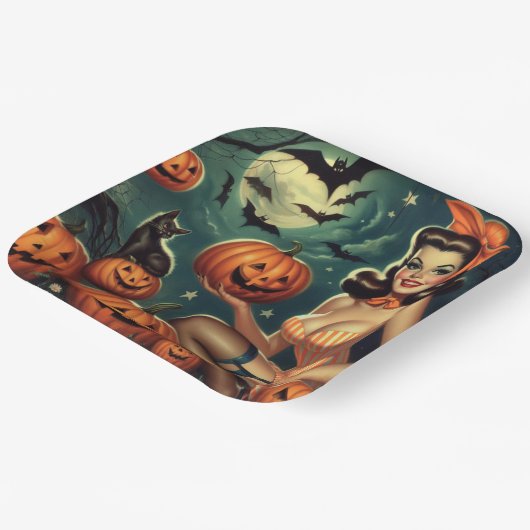 Vintages Halloween-Button Pappteller (Gewinkelt)