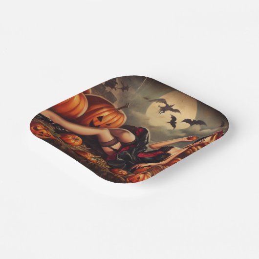 Vintages Halloween-Button Pappteller (Gewinkelt)