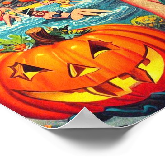 Vintages Halloween-Button Poster (Ecke)