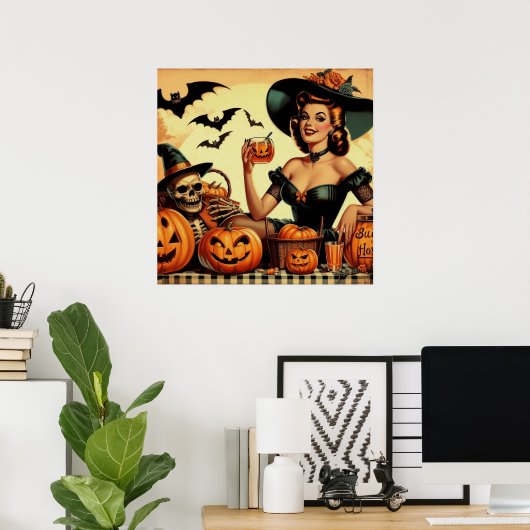 Vintages Halloween-Button Poster (Heimbüro)