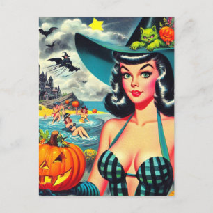 Vintages Halloween-Button Postkarte