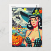 Vintages Halloween-Button Postkarte (Vorne/Hinten)