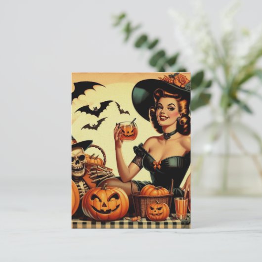 Vintages Halloween-Button Postkarte (Stehend Vorderseite)