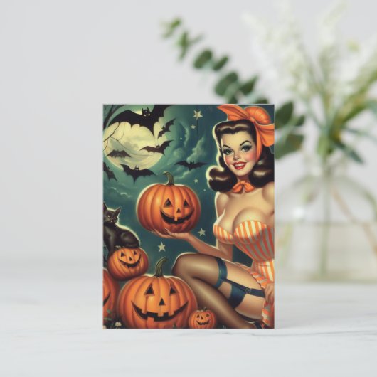 Vintages Halloween-Button Postkarte (Stehend Vorderseite)
