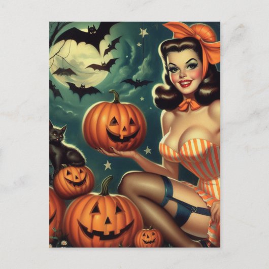 Vintages Halloween-Button Postkarte (Vorderseite)