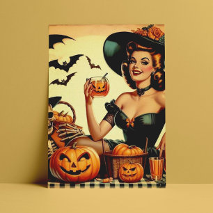 Vintages Halloween-Button Postkarte