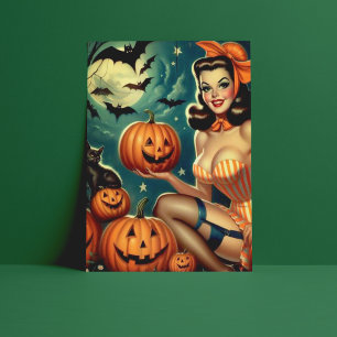 Vintages Halloween-Button Postkarte