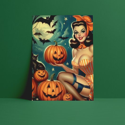 Vintages Halloween-Button Postkarte