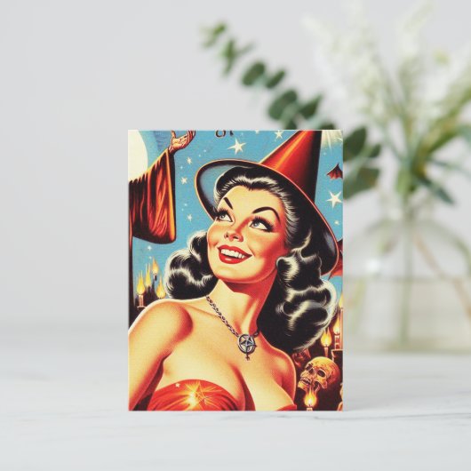 Vintages Halloween-Button Postkarte (Stehend Vorderseite)