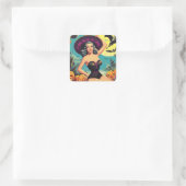Vintages Halloween-Button Quadratischer Aufkleber (Tasche)